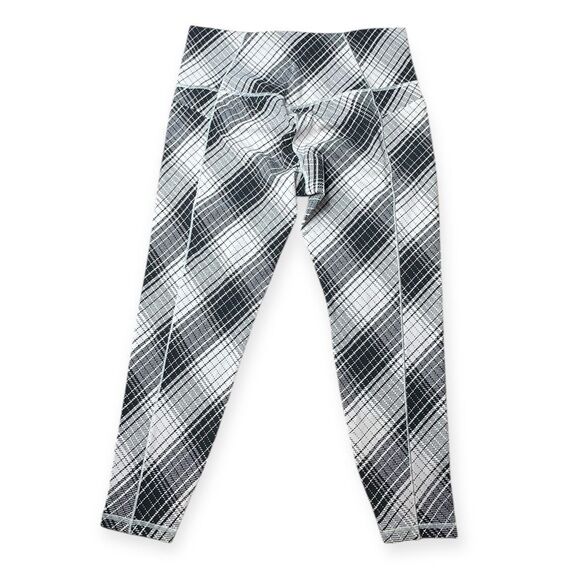 ATHLETA Women’s Black White Plaid Salutation Stash Textured Tight Legging Size 1 - Picture 3 of 7